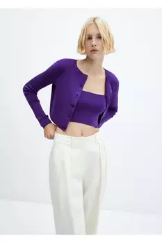 Короткий кардиган на пуговицах Mango, фиолетовый