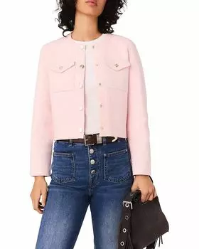 Короткий кардиган с декоративной строчкой Maje, розовый