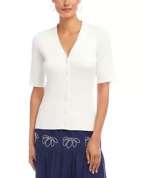 Короткий кардиган с ребристой вязкой Karen Kane, слоновая кость/кремовый