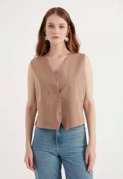 Короткий карманный жилет Herita, коричневый