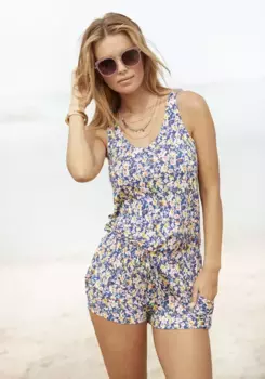 Короткий комбинезон Buffalo с цветочным принтом, синий
