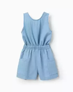 Короткий комбинезон для девочек с накладными карманами Zippy, голубой