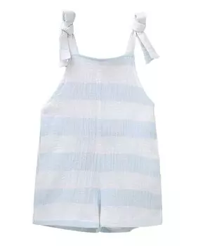 Короткий комбинезон для девочки из бамбука с полосатым принтом Dadati, светло-синий