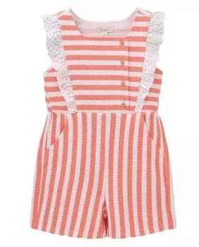 Короткий комбинезон для девочки с полосатым принтом Dadati, коралловый