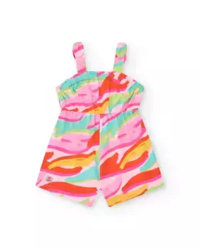 Короткий комбинезон для девочки с принтом и эластичной талией Tuc tuc, многоцветный