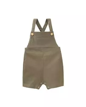 Короткий комбинезон для мальчика на скрещенных бретелях цвета хаки Dadati