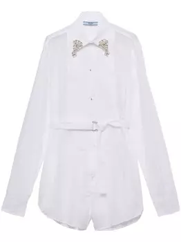 Короткий комбинезон из батиста Prada, белый