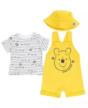 Короткий комбинезон из французской махровой ткани для маленьких мальчиков с изображением Тигра Винни-Пуха, футболка и шапка, комплект одежды из 3 предметов для новорожденных до Disney, желтый