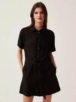 Короткий комбинезон из льна и вискозы Ovs, цвет black