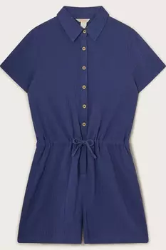 Короткий комбинезон-рубашка застегивающийся на пуговицы Monsoon, синий