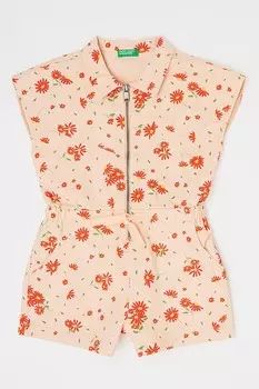 Короткий комбинезон с цветочным принтом United Colors Of Benetton, красный