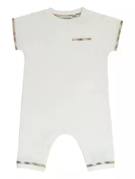 Короткий комбинезон с карманами Burberry Kids, белый