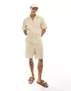 Короткий комбинезон в полоску из сирсакера ASOS DESIGN