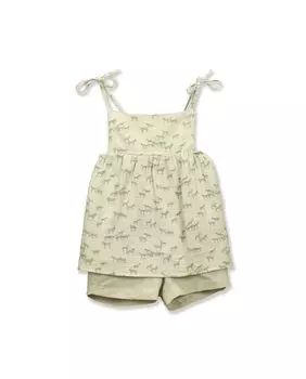 Короткий комплект для девочки с принтом сафари BABID, бежевый