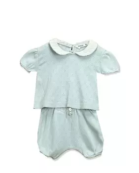 Короткий комплект для мальчика с ажуром BABID, зеленый