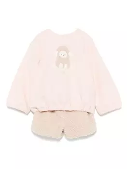 Короткий комплект Il Gufo с аппликацией из овечек, розовый