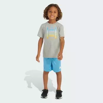 Короткий комплект из хлопковой футболки ess c hthr Adidas, цвет Medium Grey Heather