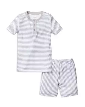 Короткий комплект унисекс из хлопка Pima в полоску Petite Plume - Little Kid, Big Kid, серый