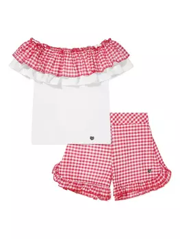 Короткий комплект в клетку Monnalisa, белый