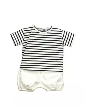 Короткий комплект в полоску для мальчика BABID, темно-синий