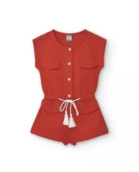 Короткий красный комбинезон для девочки на кулиске Charanga, красный