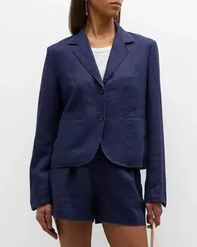 Короткий льняной пиджак-бойфренд ATM Anthony Thomas Melillo, цвет Ink