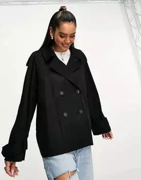 Короткий легкий черный тренч ASOS DESIGN