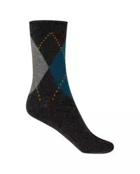 Короткий носок из кашемира/шерсти – ромбы – манжеты-руле Сделано в Испании Punto Blanco, серый