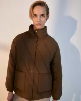 Короткий однотонный женский пуховик Woman El Corte Ingls, цвет Toffee