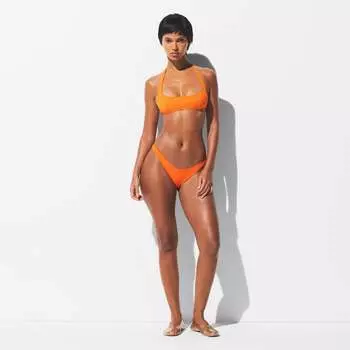 Короткий овальный топ бикини SKIMS SIGNATURE SWIM, цвет tangerine