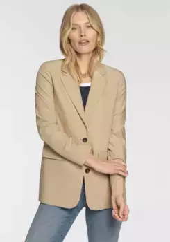 Короткий пиджак DELMAO с контрастными пуговицами, бежевый