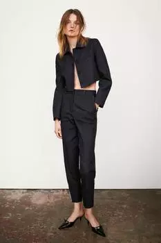 Короткий пиджак из денима z1975 с отстрочкой ZARA, индиго