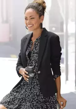 Короткий пиджак LASCANA классической формы, сшитый на заказ женский пиджак, спортивный и элегантный, черный