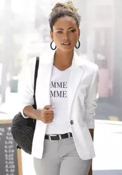 Короткий пиджак LASCANA классической формы, сшитый на заказ женский пиджак, спортивный и элегантный, белый