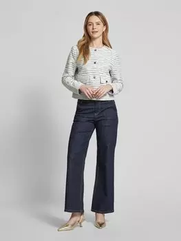 Короткий пиджак стандартного кроя из ткани букле с декоративными пуговицами s.Oliver BLACK LABEL, кремовый