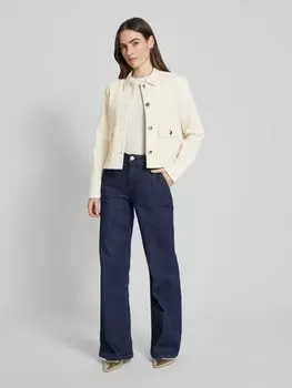 Короткий пиджак свободного кроя из хлопковой смеси с фактурным узором s.Oliver BLACK LABEL, кремовый