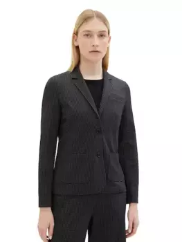Короткий пиджак TOM TAILOR с мелким клетчатым узором, черный