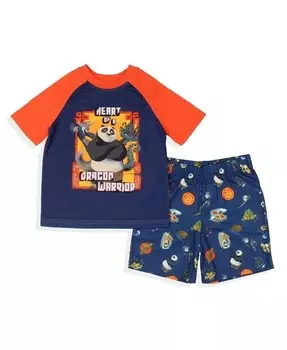 Короткий пижамный комплект для сна для мальчиков 4 Heart Of A Grand Warrior Kung Fu Panda, синий