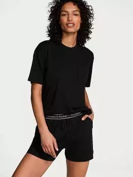 Короткий пижамный комплект из 100% хлопка Victoria'S Secret, черный