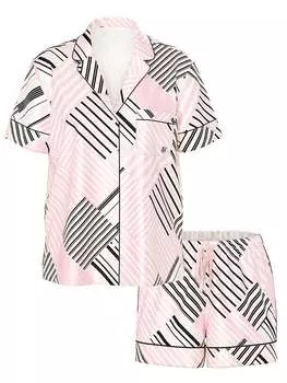 Короткий пижамный комплект из глянцевого атласа Victoria'S Secret, розовый