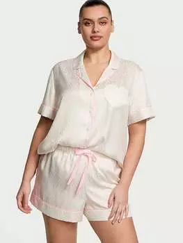 Короткий пижамный комплект из глянцевого атласа Victoria'S Secret, белый