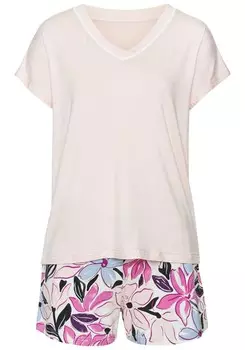 Короткий пижамный комплект LASCANA, цвет Pink/Pastel pink