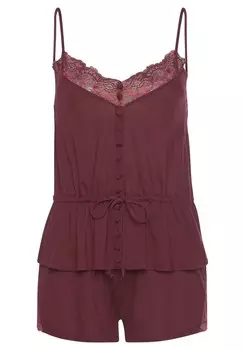 Короткий пижамный комплект LASCANA, цвет Wine red