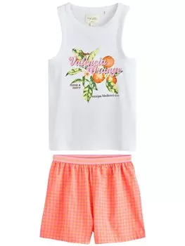 Короткий пижамный комплект Next, цвет Orange/White