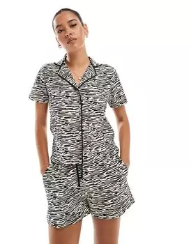 Короткий пижамный комплект с принтом зебра Brave Soul