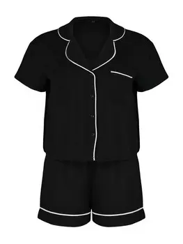 Короткий пижамный комплект Trendyol, черный