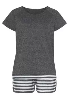 Короткий пижамный комплект VIVANCE Dreams, цвет mottled black/White