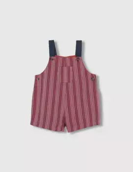 Короткий полосатый комбинезон для мальчиков с контрастными бретелями Gocco, пурпурный
