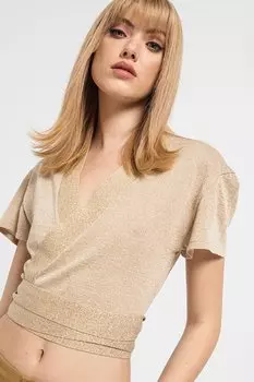 Короткий приталенный кардиган с короткими рукавами Liu Jo, желтый