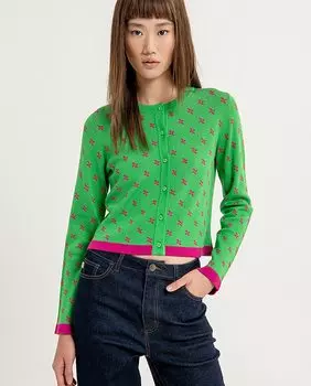 Короткий приталенный женский кардиган Surkana, зеленый